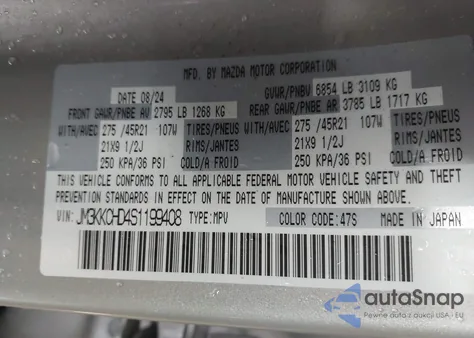 2025 Mazda Cx-90 3.3 Turbo Premium Sport из США, поврежденный, VIN JM3KKCHD4S1199408